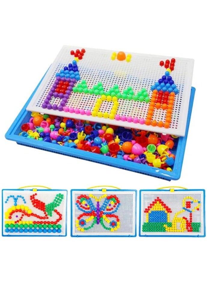 296pcs Mosaic Creative Puzzle Toy Block DIY Building Game Colourful Christmas Party Birthday Gift for Girls Boys 3+ Years Educational Toy Creative 3D Coloured Mushroom Nails