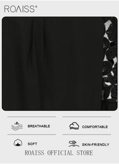 roaiss Fashion Lace Hollow Splicing Shirt Women'S Versatile Stand Collar Button Closure Daily Commuting Long Sleeve Top  - Image 4
