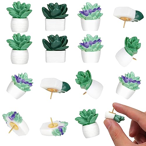 Utron 20 Pieces Cute Succulent Plants Decorative Push Pins Colorful Floret Thumbtacks for Photo Wall, Feature Wall, Whiteboard, Cork Board, Map, Bulletin Board, Office or Home (Three Assorted Styles) - Image 1