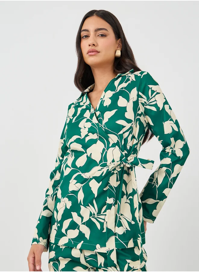 ستايلي Styli Printed Tie-Up Shirt and Pants Co-Ords