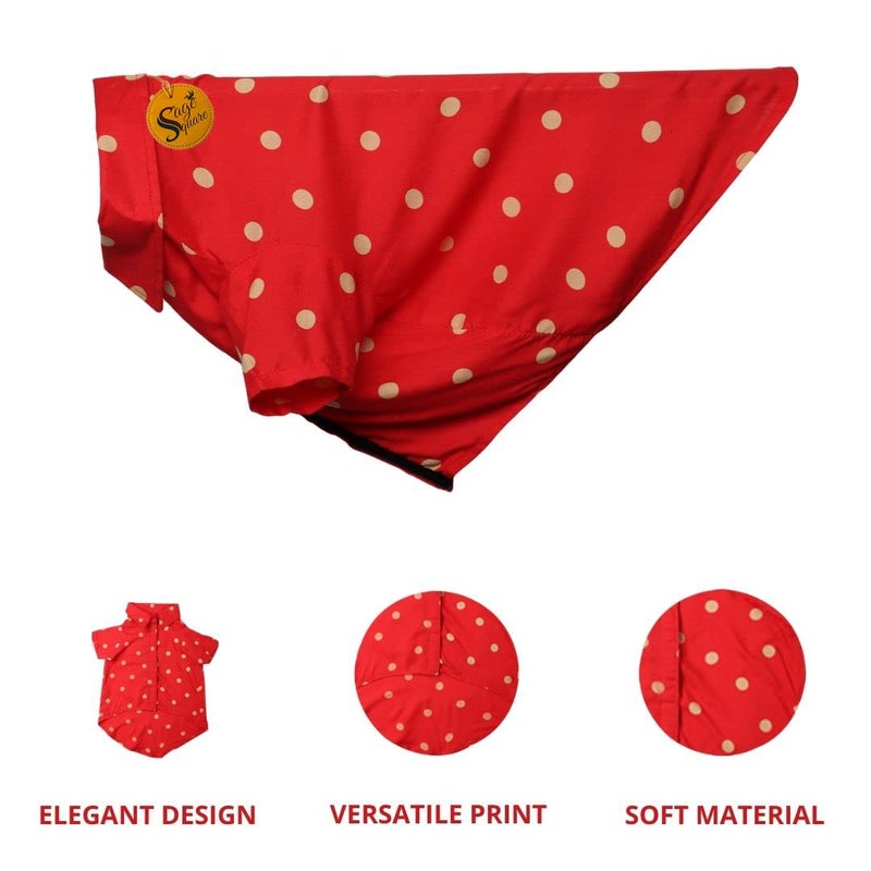 Sage Square Dog Shirt Polka - Stylish Red & White Polka Dot Casual Shirt for Dogs,Polka Dot Dog Shirt in Red,Premium Cotton Polka Dot Pet Shirt. (Red,24 Inch),1 Count - Image 2