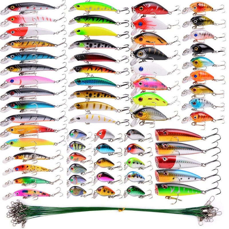 Aorace 84pcs Fishing Lures Set Metal Jigging Spoon Hard Baits Minnow Crankbait VIB Swimbait for Bass Pike Fit Saltwater and Freshwater - Image 1