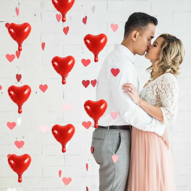 TONIFUL 30Pcs 10 Inch Red Heart Balloons Valentineâ€™s Day Heart Shape Foil Mylar Balloons Decoration for Romantic Valentine's Day Wedding Bridal Shower Anniversary Engagement Party Supplies - Image 5