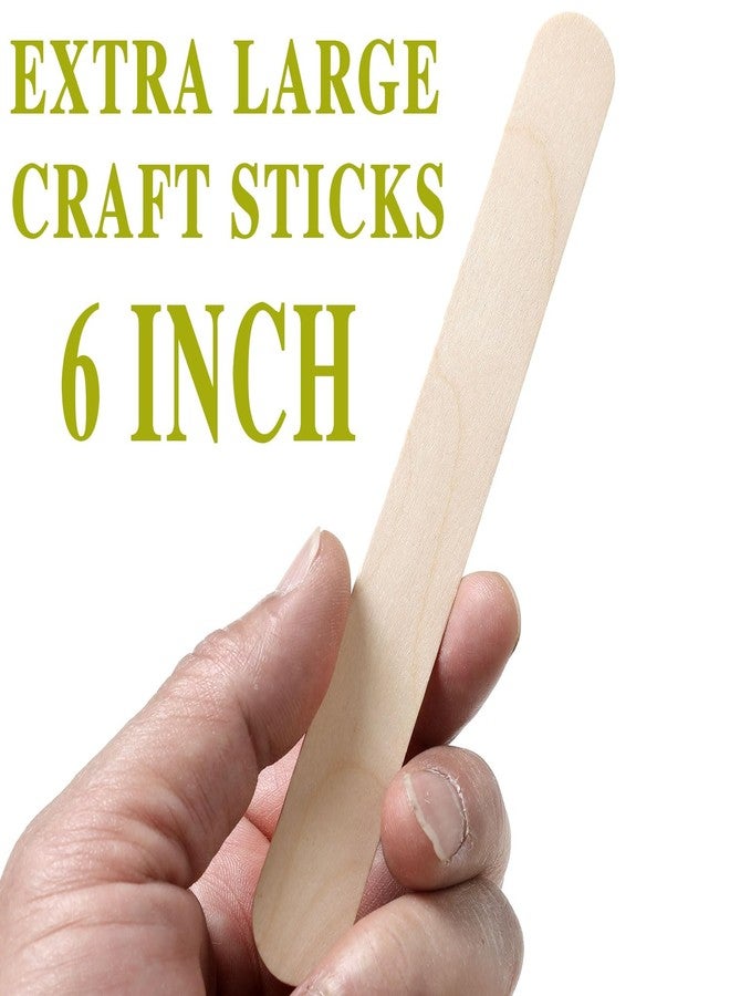 Borogo 100 Pcs Craft Sticks Ice Cream Sticks, Borogo 6" x 3/4" Sticks Natural Wood Popsicle Craft Sticks Treat Sticks Ice Pop Sticks for DIY Crafts - Image 4