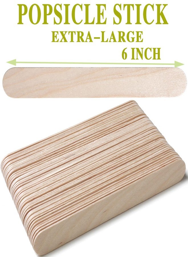 Borogo 100 Pcs Craft Sticks Ice Cream Sticks, Borogo 6" x 3/4" Sticks Natural Wood Popsicle Craft Sticks Treat Sticks Ice Pop Sticks for DIY Crafts - Image 3