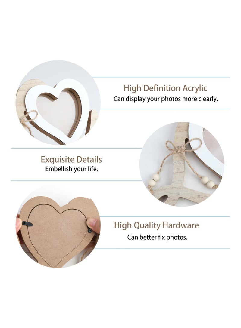 Heart-Shaped Couple Picture Frame, Personalised Wooden Photo Frames Romantic Frames, Wedding Decorations Gifts for Bride and Groom Tabletop Picture Display Newlywed Anniversary - Image 3