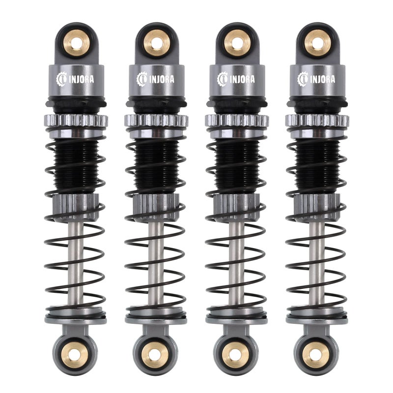 Generic INJORA 39mm Shocks- Aluminum Threaded Shock Adjustable Absorber Oil Damper for SCX24 Gladiator C10 JLU Deadbolt B17 Axial 1/24 RC Crawler Car Upgrade Parts(Grey)  - Image 1