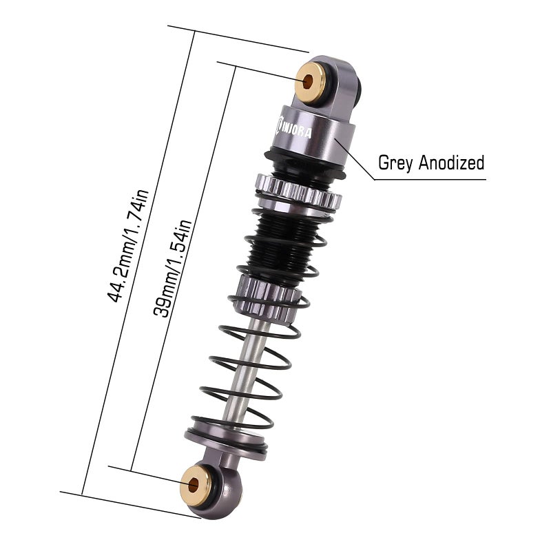 Generic INJORA 39mm Shocks- Aluminum Threaded Shock Adjustable Absorber Oil Damper for SCX24 Gladiator C10 JLU Deadbolt B17 Axial 1/24 RC Crawler Car Upgrade Parts(Grey)  - Image 2