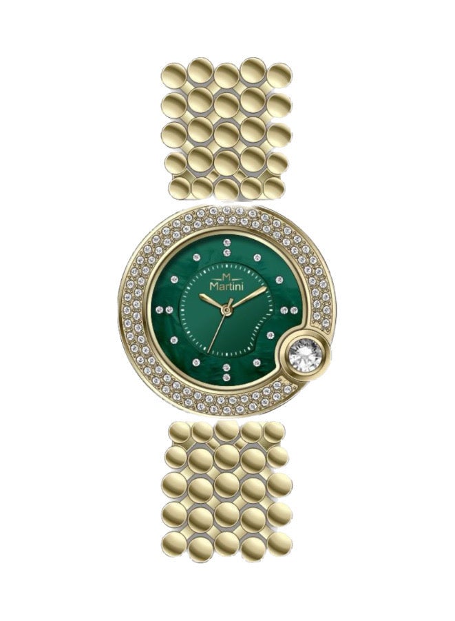 MARTINI Embellished Circle Green Dial Analog Watch - Image 1