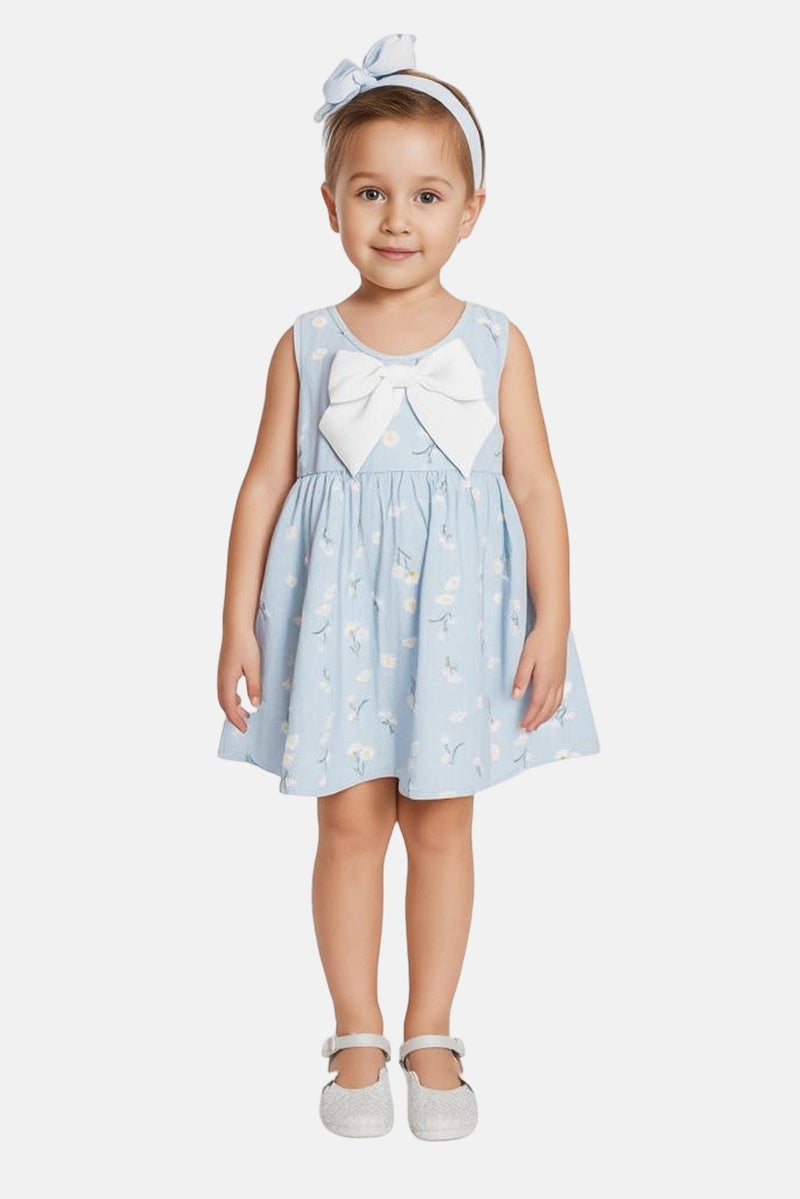 Quiltex Toddlers Girl 3 Pieces Floral Print Sleeveless Dress, Multicolor  - Image 1