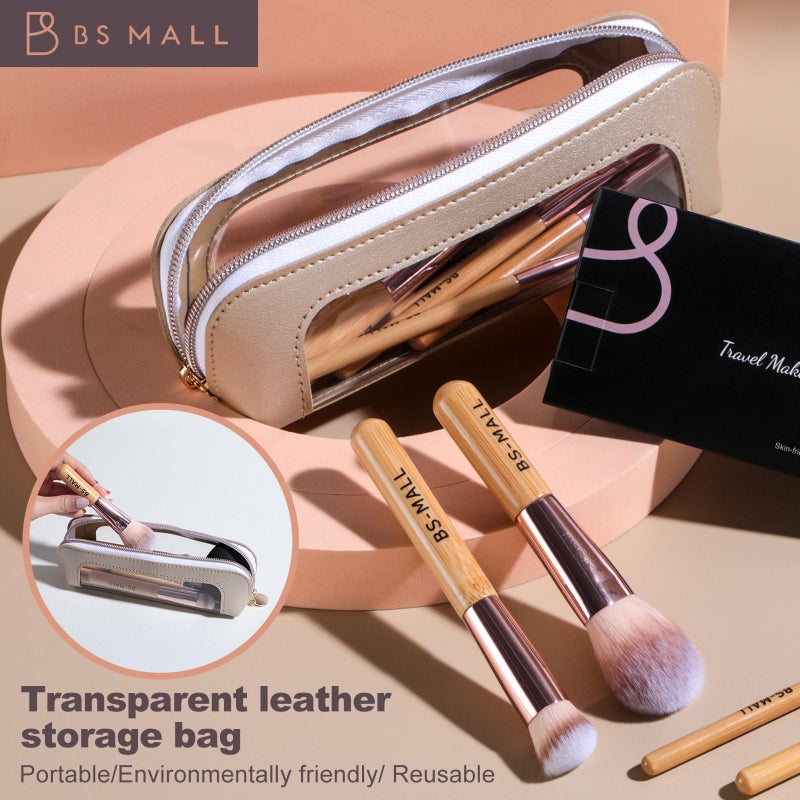 BS Mall BS-MALL 14 Pcs Makeup Brushes Set with 1 Pcs Makeup Sponge â€“ Essential Foundation Powder Concealers, Eye Shadows, Blush Makeup Brushes with Travel Makeup Case (Bamboo) - Image 5
