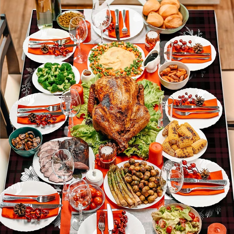 كلاراكو مفارش طاولة من 36 قطعة من مفارش المائدة ذات المربعات الحمراء والخضراء بتصميم عيد الميلاد، مفارش طاولة ورقية للاستخدام مرة واحدة لعيد الميلاد، مفارش طاولة لعيد الميلاد المجيد، زينة طاولة عيد الميلاد - Image 5