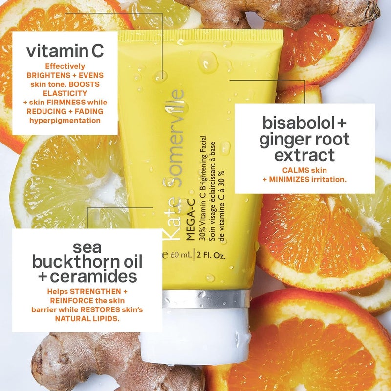 Kate Somerville Mega-C 30% Vitamin C Brightening Facial Mask â€“ Clinic-Grade Treatment to Brighten, Even Skin Tone & Firm, 2 Fl Oz - Image 2