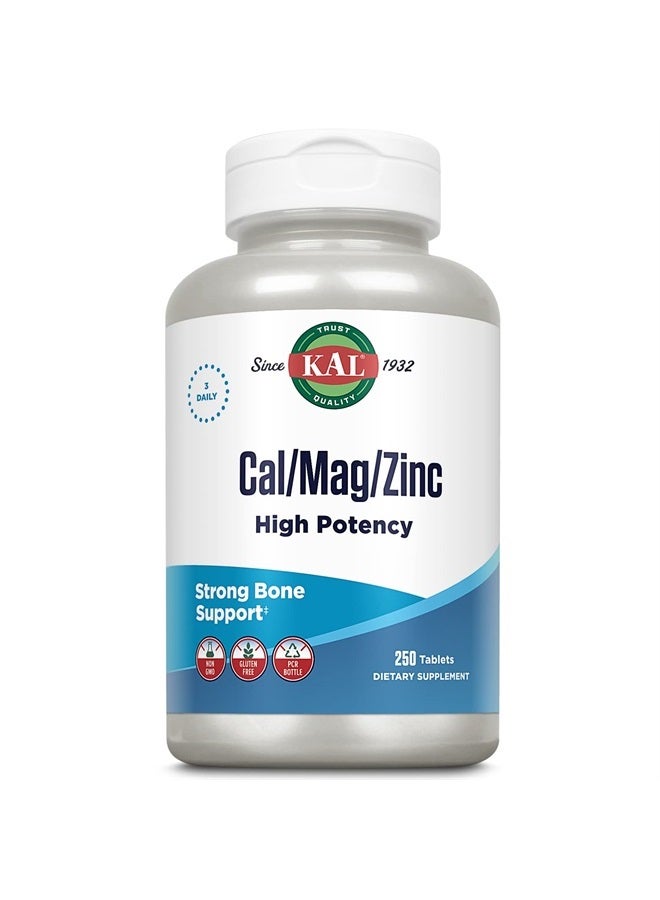 KAL Cal/Mag/Zinc | 1000mg Calcium, 400mg Magnesium & 15mg Zinc | Bone, Muscle, Heart & Immune Support | 250ct, 83 Serv. - Image 2