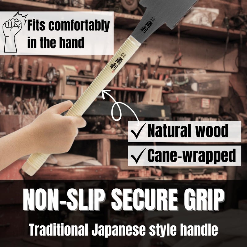 KAKURI Extra Large Japanese Pull Saw 10.5" for Woodworking - Ryoba Double Edge Hand Saw with Blade Cover for Rip & Crosscut - Heavy Duty Fixed Blade - Made in Japan - Image 5