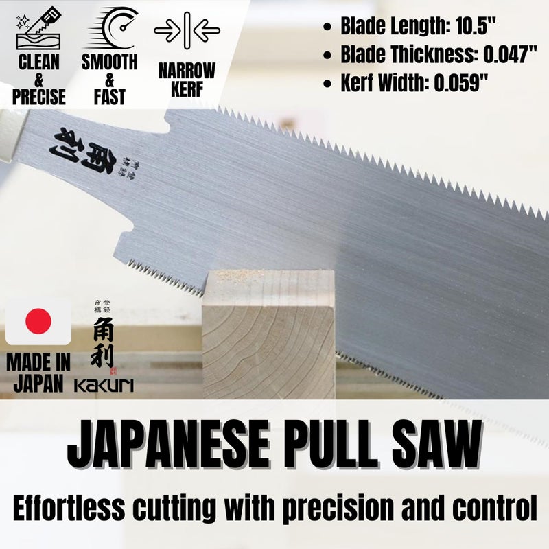 KAKURI Extra Large Japanese Pull Saw 10.5" for Woodworking - Ryoba Double Edge Hand Saw with Blade Cover for Rip & Crosscut - Heavy Duty Fixed Blade - Made in Japan - Image 2