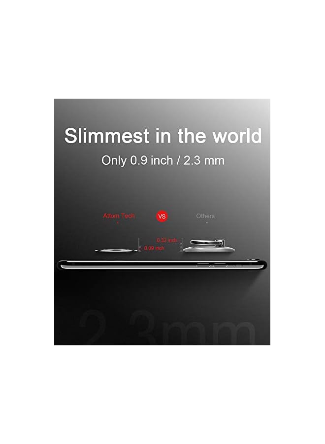 Green Tiger World's Slimmest Phone Ring Holder Ultra Thin Cell Phone Ring Stand for Magnetic Car Mount Hook - Compatible for iPhone X 8 7 Plus 6S 6 5s 5 SEGalaxy S8 S7 S6 EdgeNote 8 5 (Black) - Image 2