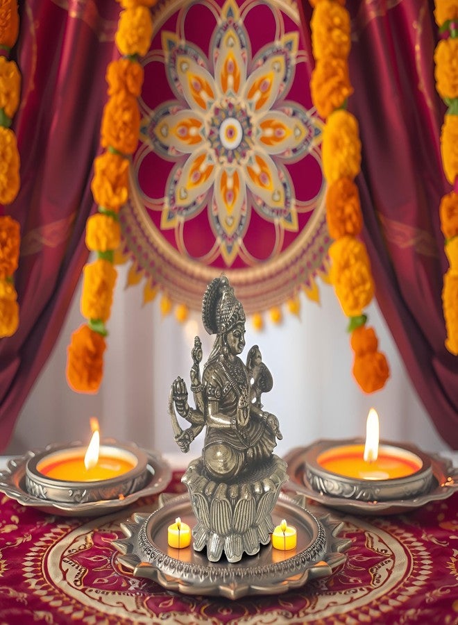 BEXCO Ashta Lakshmi Brass Statue, Hindu Goddess on Lotus Throne, 2.5 inches Puja Idol for Home Temple Hindu Religious Idol for Mandir Pooja, Diwali - Image 5