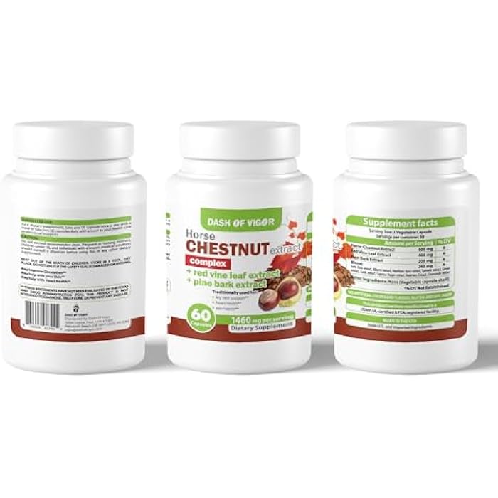 DASH OF VIGOR DOFV Dash of Vigor 12-in-1 Horse Chestnut Extract Complex, Red Vine Leaf Extract Supplement, Pine Bark, Turmeric, Hawthorn Berry, Ginger, Cayenne Pepper, Chamomile, 1460 mg, 60 Capsules - Image 5
