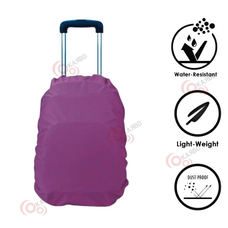 KARBD Rain and Dust Cover with Pouch for 20L-30L-40L Backpacks Luggage School Laptop Bags Hiking Camping Traveling PU Coated Waterproof Nylon Cover with Grip Buckle Elastic Closure (Purple) - Image 3
