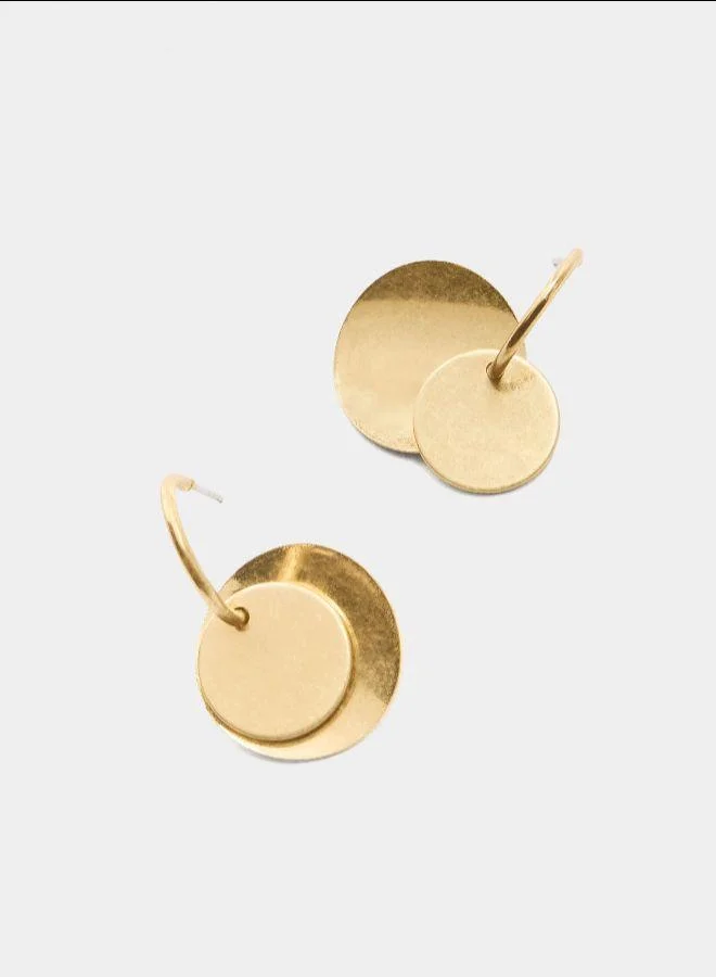 بارفوا أقراط ذهبية ذات حلقات دائرية مع تفاصيل دائرية