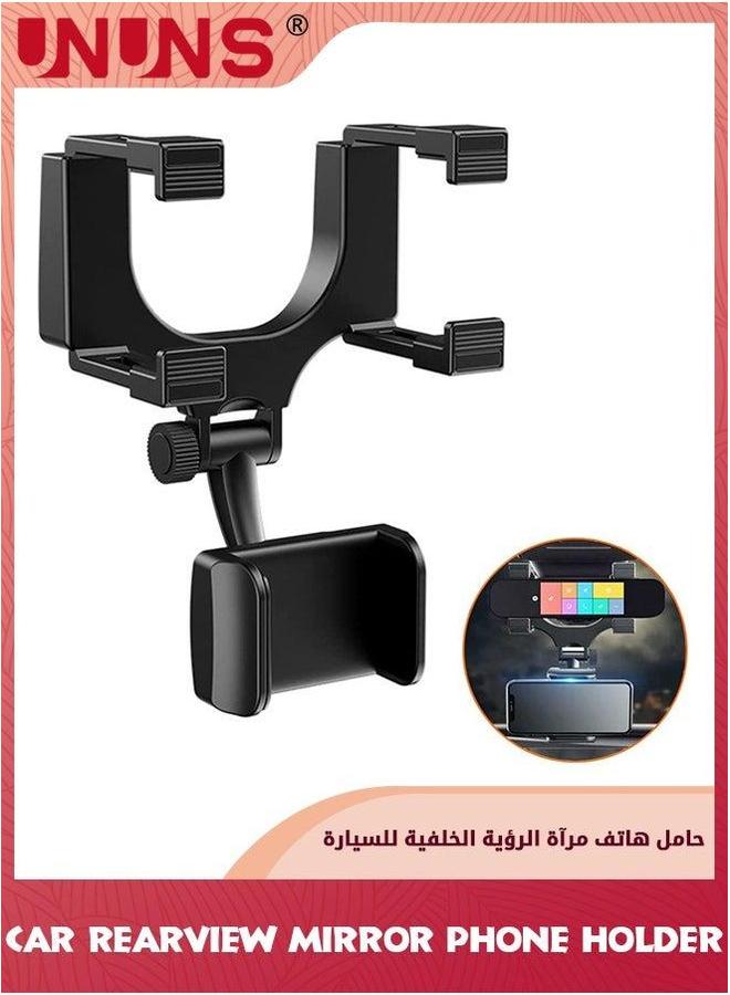 UNUNS Phone Holder For Car,Rear View Mirror Mount,Car Bracket/Stand With 360° Swivel And Adjustable Clips,Universal Smartphone Cradle,Automobile Accessories,Black - Image 2