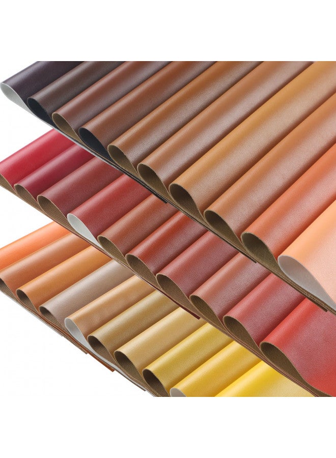 CDY CDY 30Pcs 8.2" x 6" Smooth Faux Leather Sheets: Brown Red Yellow Combination PU Leather Fabric Sheets Suitable for Making Bows,Leather Earrings, Hair Accessories DIY Projects (Brown Red Yellow)  - Image 1
