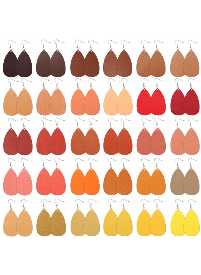 CDY CDY 30Pcs 8.2" x 6" Smooth Faux Leather Sheets: Brown Red Yellow Combination PU Leather Fabric Sheets Suitable for Making Bows,Leather Earrings, Hair Accessories DIY Projects (Brown Red Yellow)  - Image 3