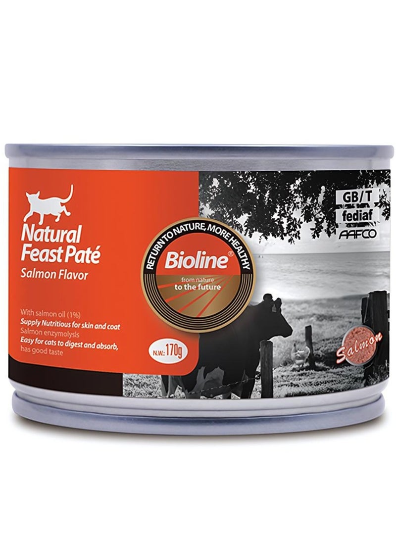 بايولاين علبة بات للقطط من ناتشورال فيست بنكهة السلمون 170 جرام