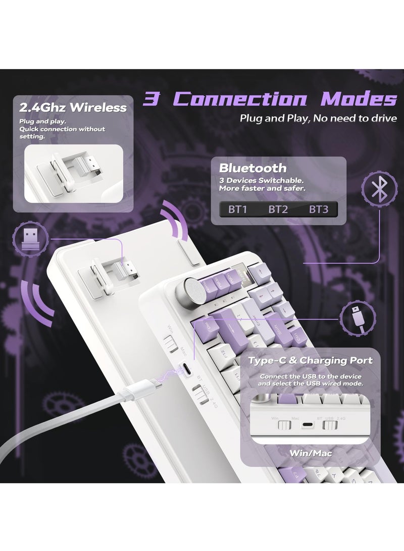 لوحة مفاتيح ألعاب ميكانيكية X85Pro ثلاثة أوضاع RGB بلوتوث لاسلكي مخصص قابل للتخصيص مع شاشة عرض في المكتب -  لوحة مفاتيح ألعاب X85Pro ميكانيكية بثلاثة أوضاع RGB وبلوتوث لاسلكي مخصص قابل للتخصيص مع شا - Image 4