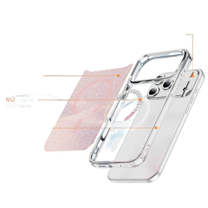 MagSafe iPhone 13 Pro Max Protective PC Case for iPhone 13 with Glitter and Transparent in Blue for School Days - Image 3