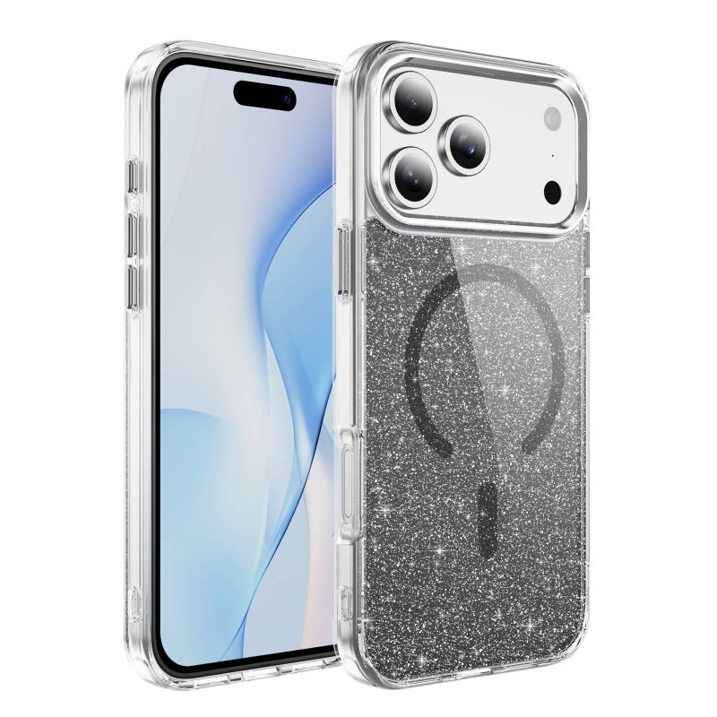 MagSafe iPhone 13 Pro Max Protective PC Case for iPhone 13 with Glitter and Transparent in Blue for School Days - Image 1