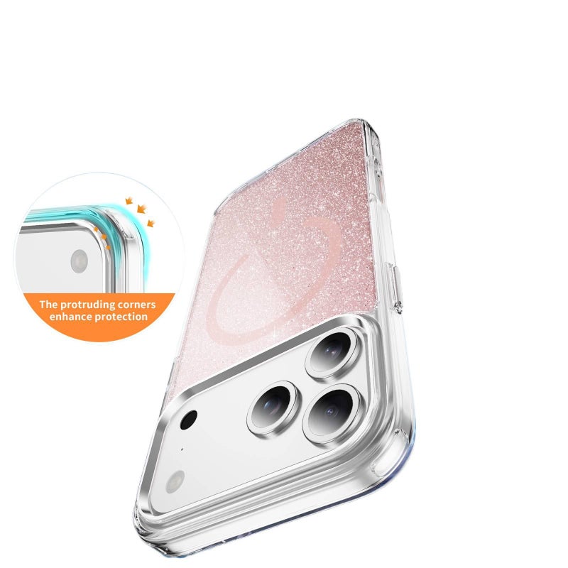 MagSafe iPhone 13 Pro Max Protective PC Case for iPhone 13 with Glitter and Transparent in Blue for School Days - Image 4