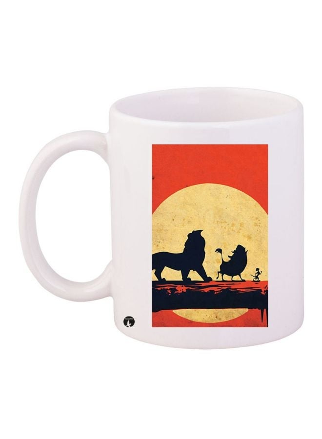 RYN Lion King Printed Coffee Mug White/Orange/Black 11ounce