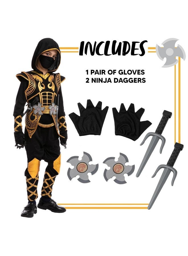 Spooktacular Creations Spooktacular Creations Golden Ninja Costume Set, Ninja Jumpsuit with Foam Accessories for Kids, Toddler Halloween Outfit for Ideas Cosplay Party (Medium, 8-10 yrs) - Image 3