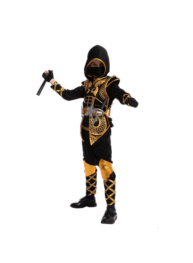 Spooktacular Creations Spooktacular Creations Golden Ninja Costume Set, Ninja Jumpsuit with Foam Accessories for Kids, Toddler Halloween Outfit for Ideas Cosplay Party (Medium, 8-10 yrs) - Image 4