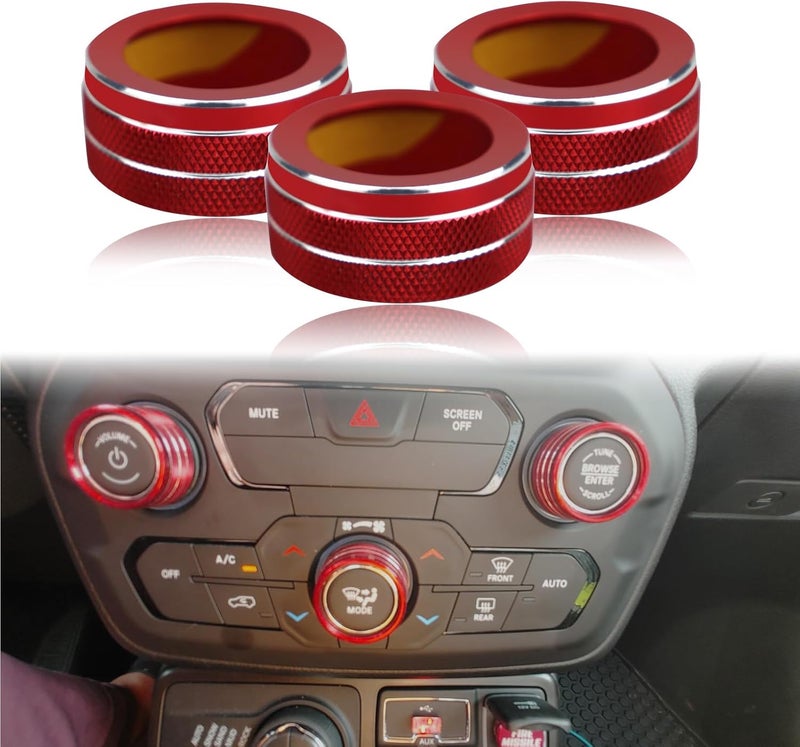 KEEGTBOX Red Knob Cover Trim for Jeep Renegade - Image 1