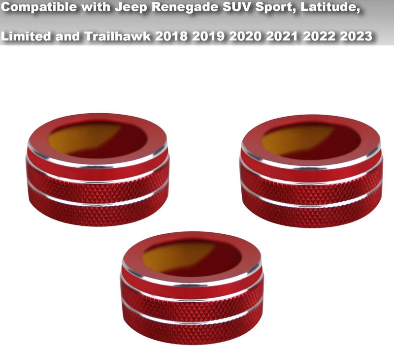 KEEGTBOX Red Knob Cover Trim for Jeep Renegade - Image 2