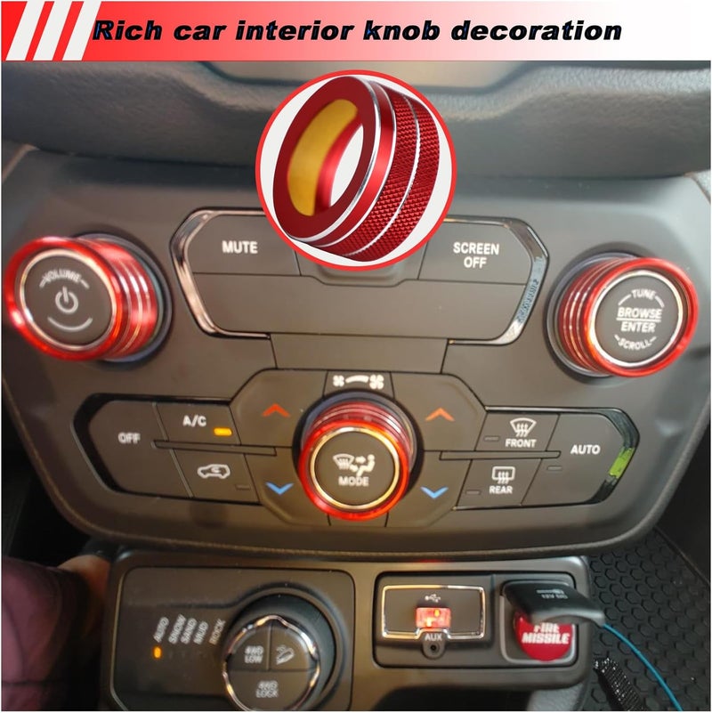 KEEGTBOX Red Knob Cover Trim for Jeep Renegade - Image 5