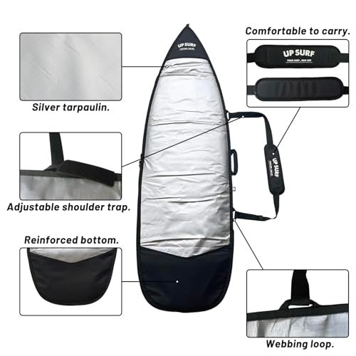 UP SURF Surfboard bag, Daylight Bags for Fun and short boards, Size 5’4”,5’8”,6’0",6'4",6'8" Surfboard cover for Storage and Transport Surfboard (6’4) - Image 3