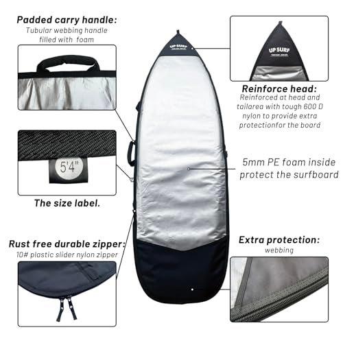 UP SURF Surfboard bag, Daylight Bags for Fun and short boards, Size 5’4”,5’8”,6’0",6'4",6'8" Surfboard cover for Storage and Transport Surfboard (6’4) - Image 2