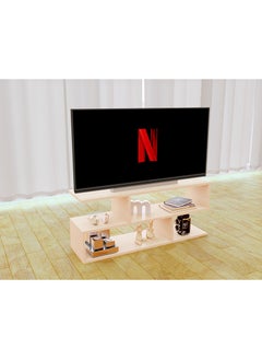 Mahmayi Mahmayi Oak Melamine Modern TV Stand with Coffee Table for Laptop Computer/TV/PC/Printer, Multifunctional Systems (100x30x45cm)  - Image 1