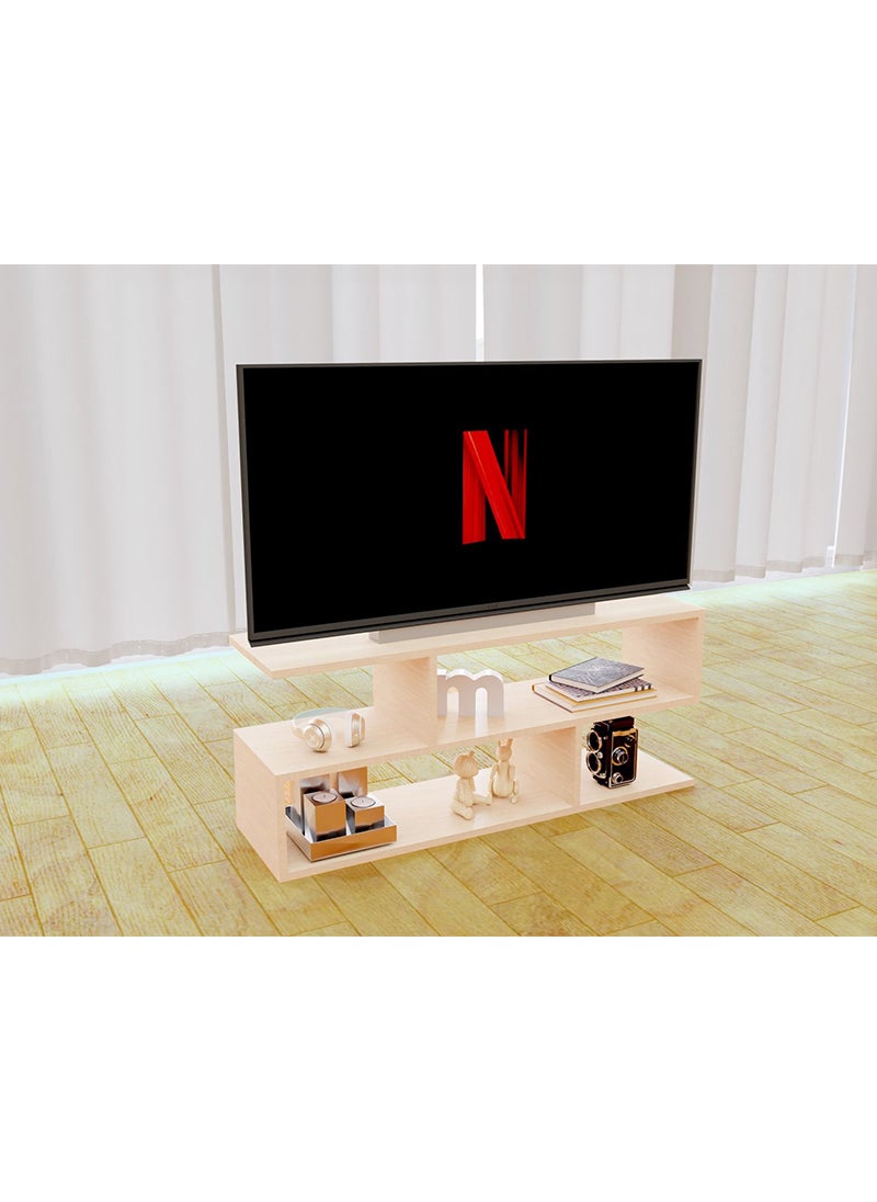 Mahmayi - Mahmayi Oak Melamine Modern TV Stand with Coffee Table for Laptop Computer/TV/PC/Printer, Multifunctional Systems (100x30x45cm) - Image 1
