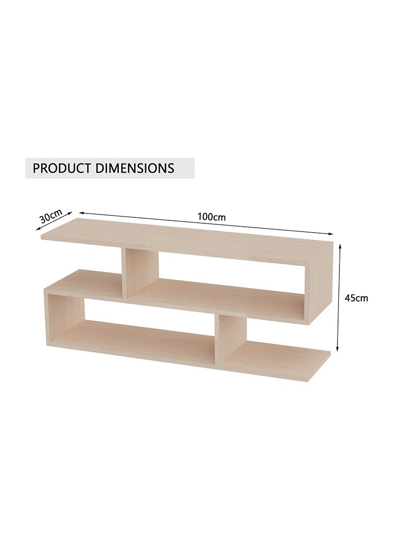 Mahmayi - Mahmayi Oak Melamine Modern TV Stand with Coffee Table for Laptop Computer/TV/PC/Printer, Multifunctional Systems (100x30x45cm) - Image 1