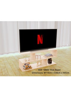 Mahmayi Mahmayi Oak Melamine Modern TV Stand with Coffee Table for Laptop Computer/TV/PC/Printer, Multifunctional Systems (100x30x45cm)  - Image 3