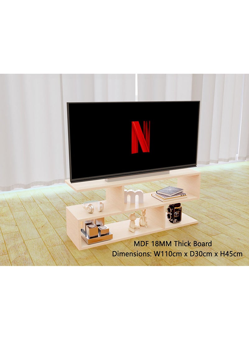 Mahmayi - Mahmayi Oak Melamine Modern TV Stand with Coffee Table for Laptop Computer/TV/PC/Printer, Multifunctional Systems (100x30x45cm) - Image 1