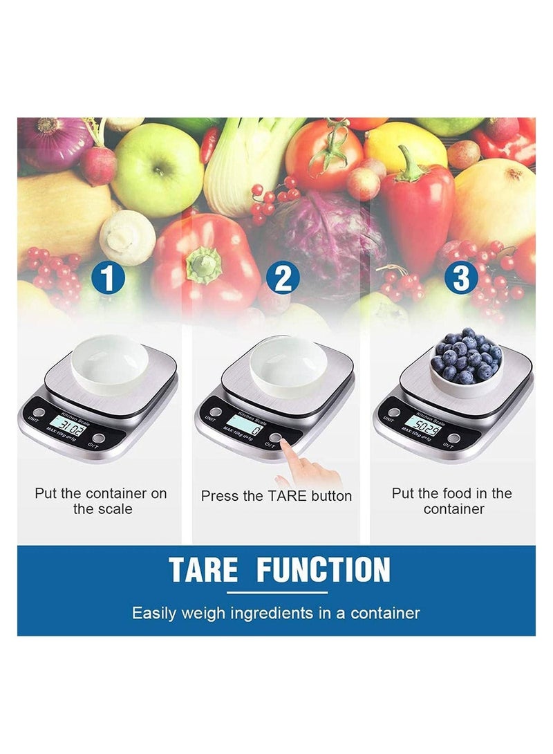 جونيس ميزان طعام بسعة 22 رطل/10 كيلوغرام، موازين مطبخ رقمية تقيس بالغرام والأونصة للطبخ - Image 3