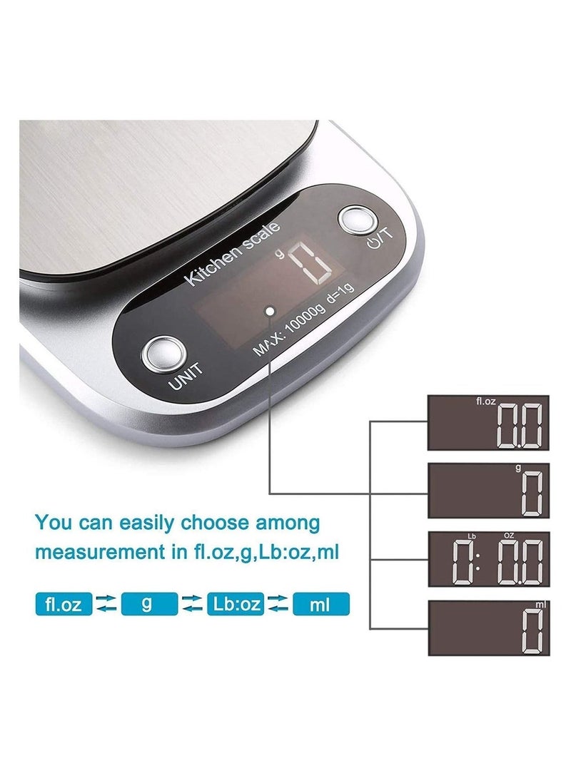 جونيس ميزان طعام بسعة 22 رطل/10 كيلوغرام، موازين مطبخ رقمية تقيس بالغرام والأونصة للطبخ - Image 2