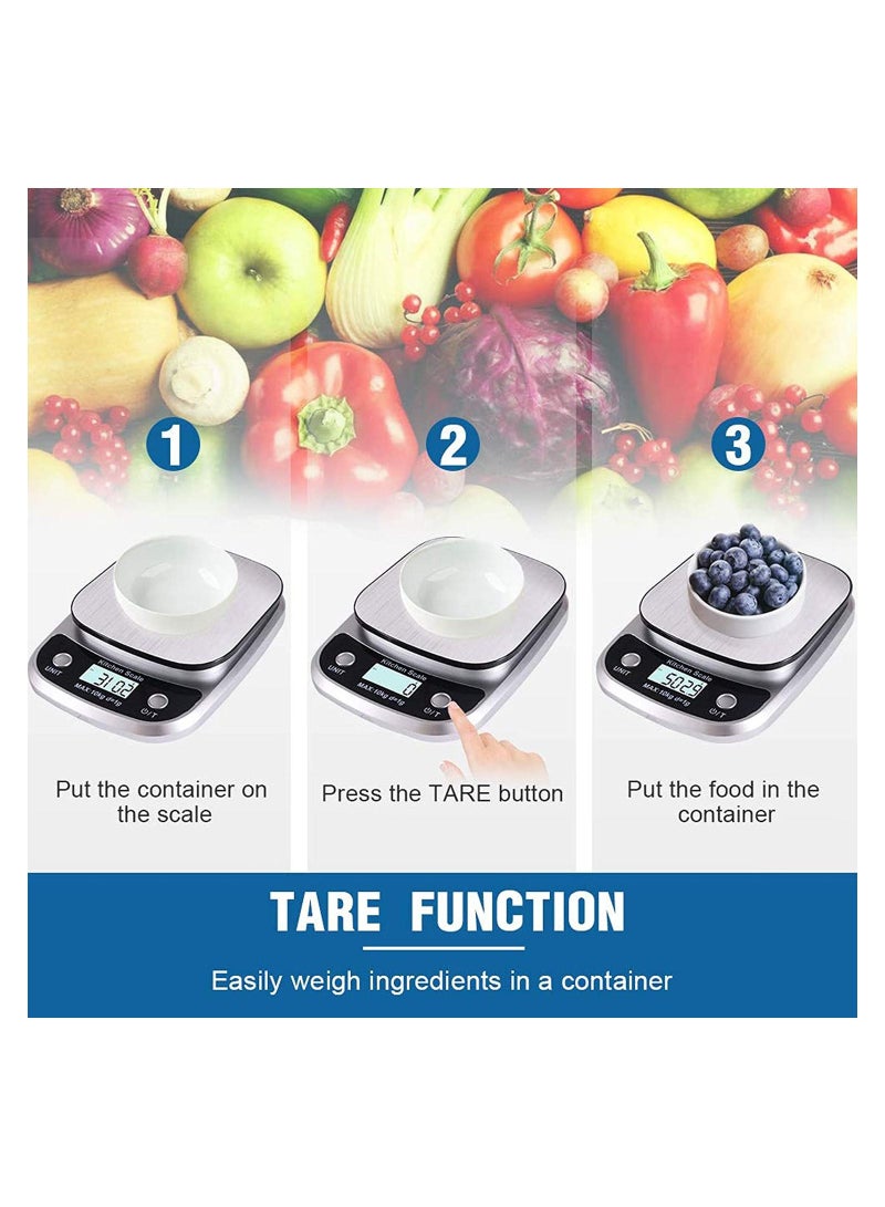 جونيس ميزان المطبخ - 10 كجم / 1 جم موازين طعام عالية الدقة للمطبخ ، مناسبة للخبز والطهي وصنع القهوة ، إلخ. - Image 5