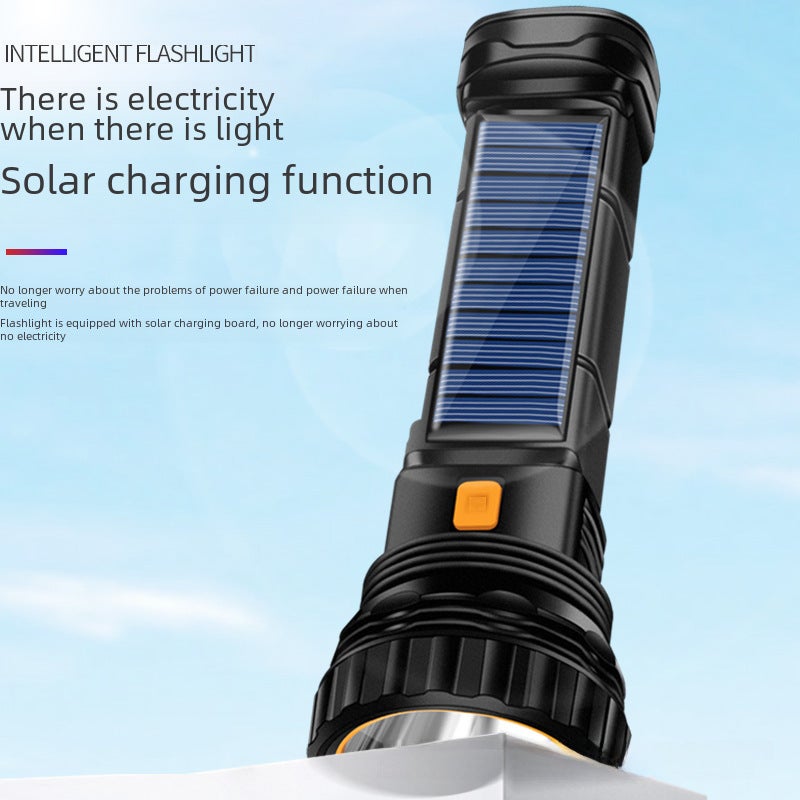 Led Strong Light Solar Flashlight USB Rechargeable Portable Small Flashlight Outdoor Ultra-Bright Multi-Function Emergency Light(165 solar flashlight [small recommend]]) - Image 5